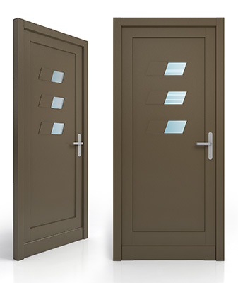 Porte d’entrée bois semi-vitrée